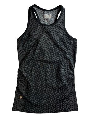 Athleta Finish Fast Racerback Chevron Striped Tank Top black small racerback